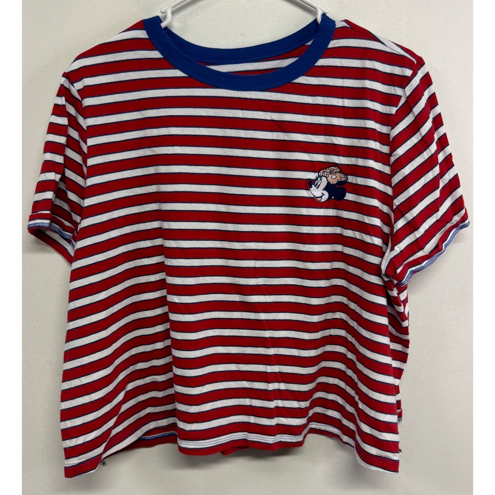 Old Navy Disney Mickey Mouse Striped T-Shirt XL Red White Blue S749096-00